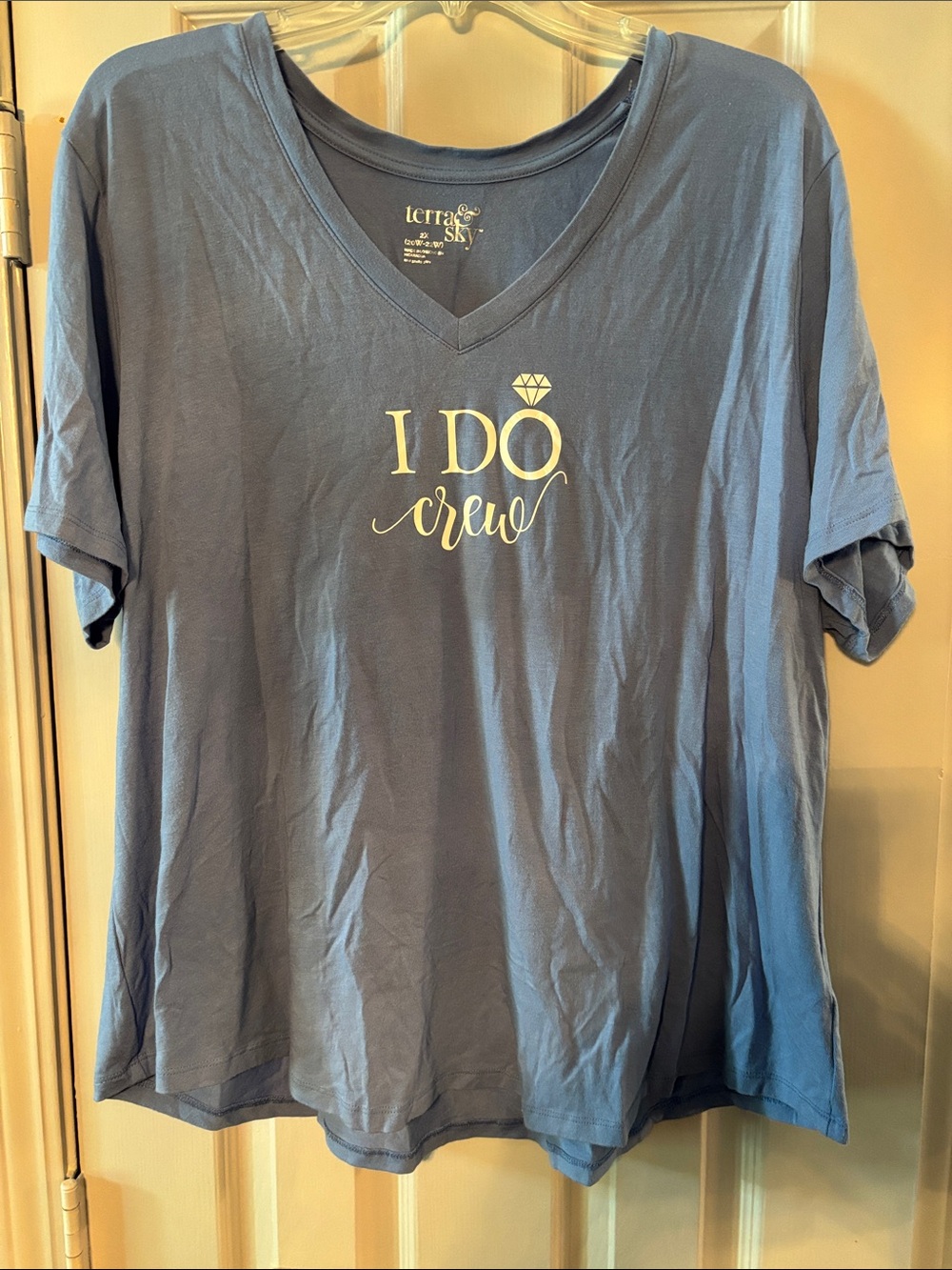 Terra & Sky Light Blue V‑Neck "I Do Crew" Tee